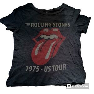The Rolling Stones 1975 US Tour Gray Adult Unisex Medium 100% Cotton T-shirt